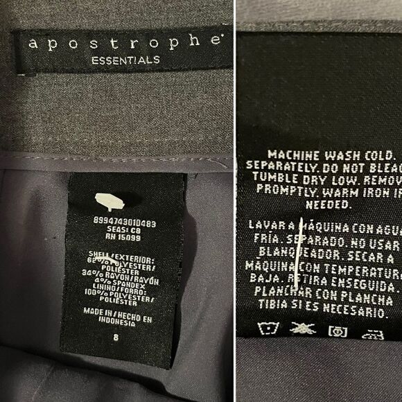 Apostrophe Essentials Pencil Mini Skirt Pockets Grey 8 - Picture 7 of 9